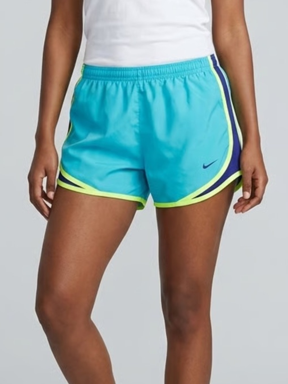 NIKE | Turquoise/Purple Running Shorts with Neon Yellow Trim Sz M